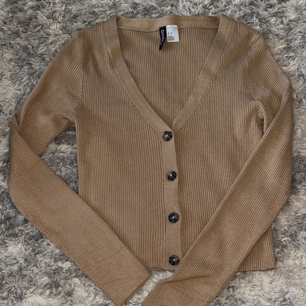 H&M Tan Button-Up Cardigan